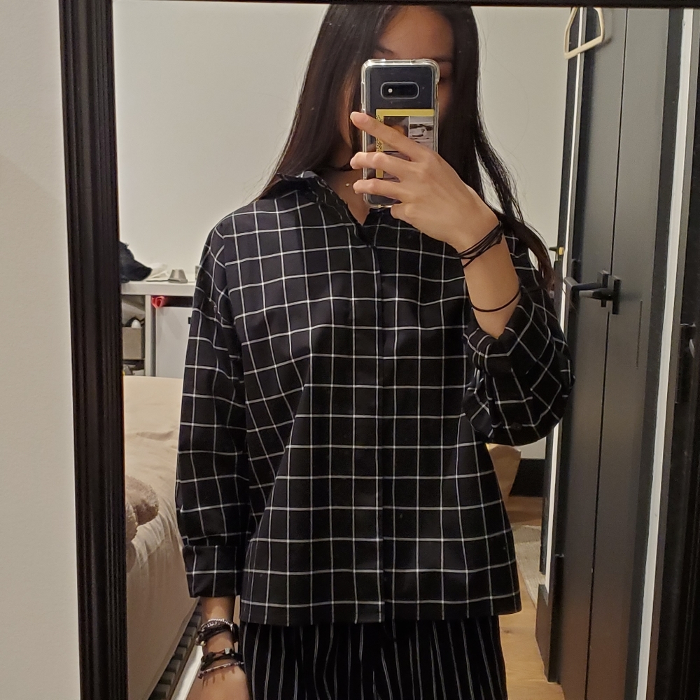 Grid up button up shirt